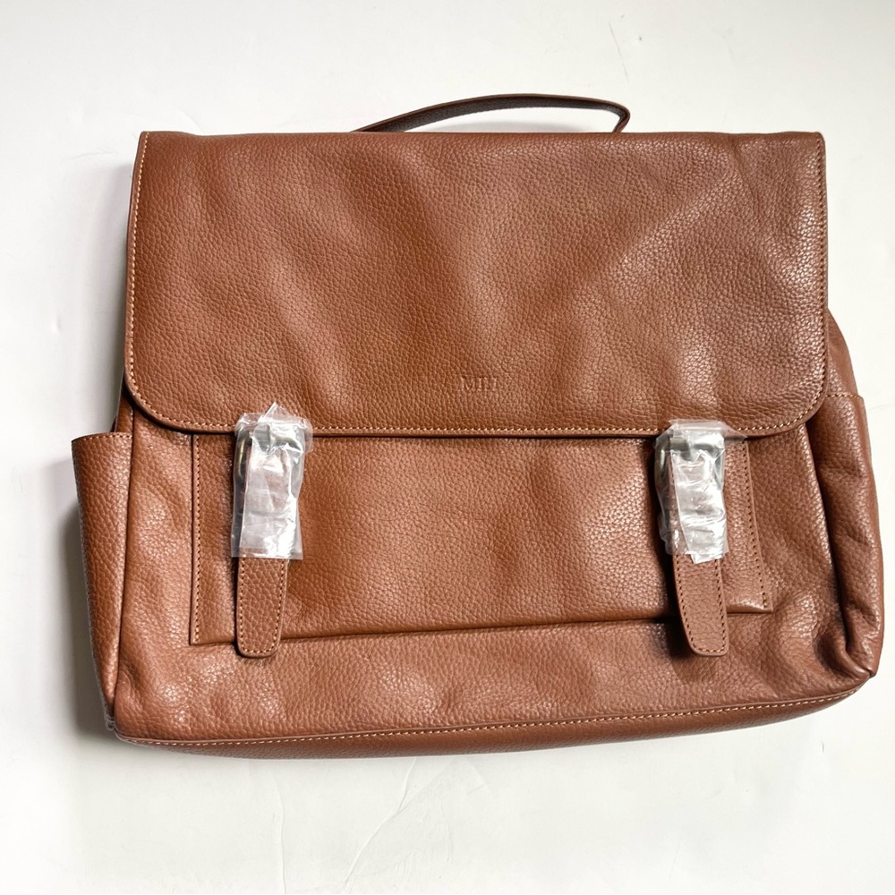 Mark & Graham Harvey Leather Messenger Bag Briefcase Camel Brown NWOT